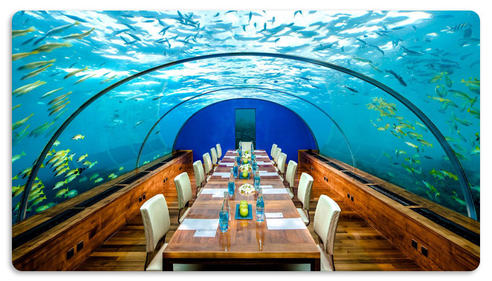 Ithaa underwater restaurant in Maldives